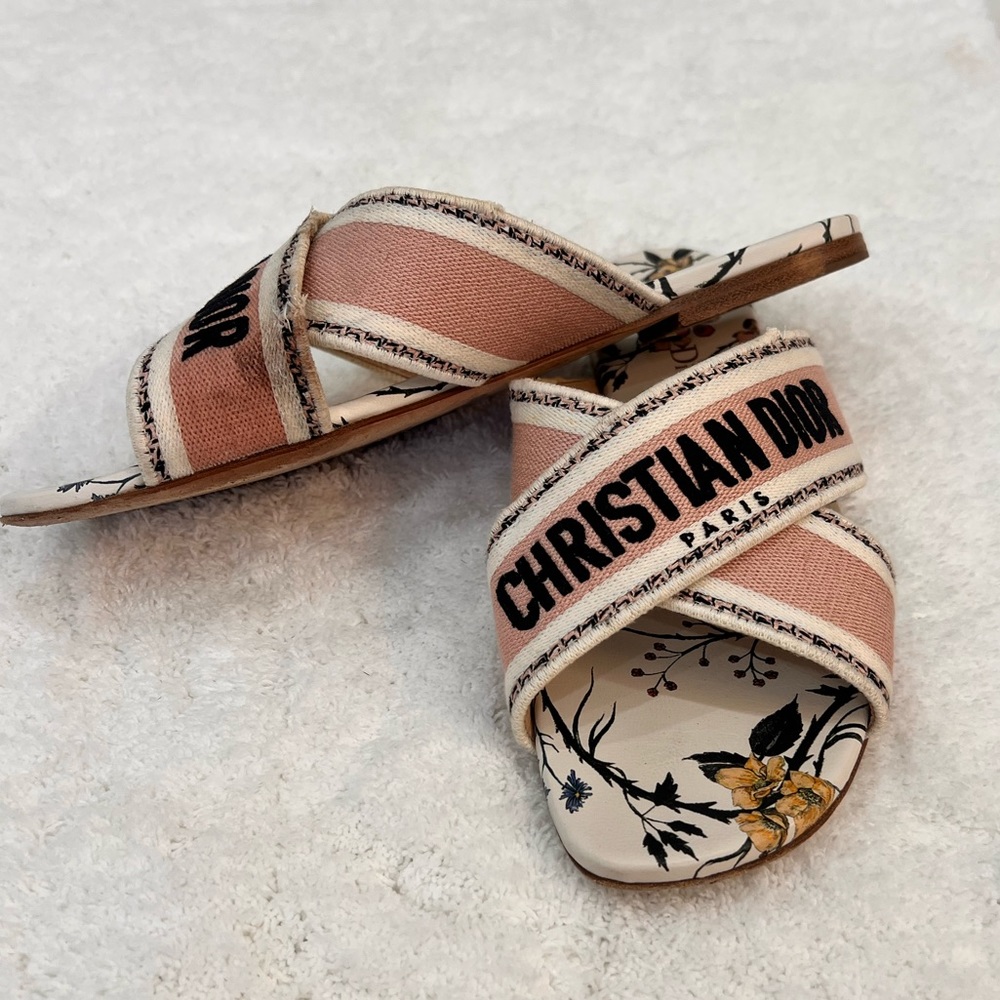 Dior Pink/White floral sandals. 100% authentic.